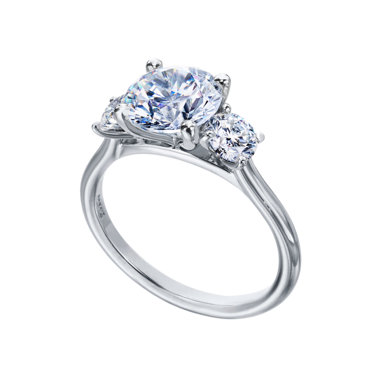 Platinum and Diamond Three Stone Engagement Ring Mounting