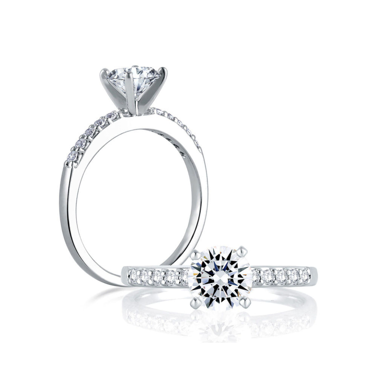 Platinum and Diamond Shared Prong Engagement Ring Mounting