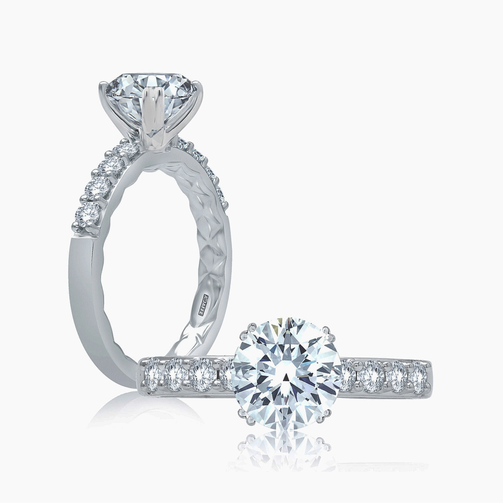 Platinum and Diamond Shared Prong Engagement Ring Mounting