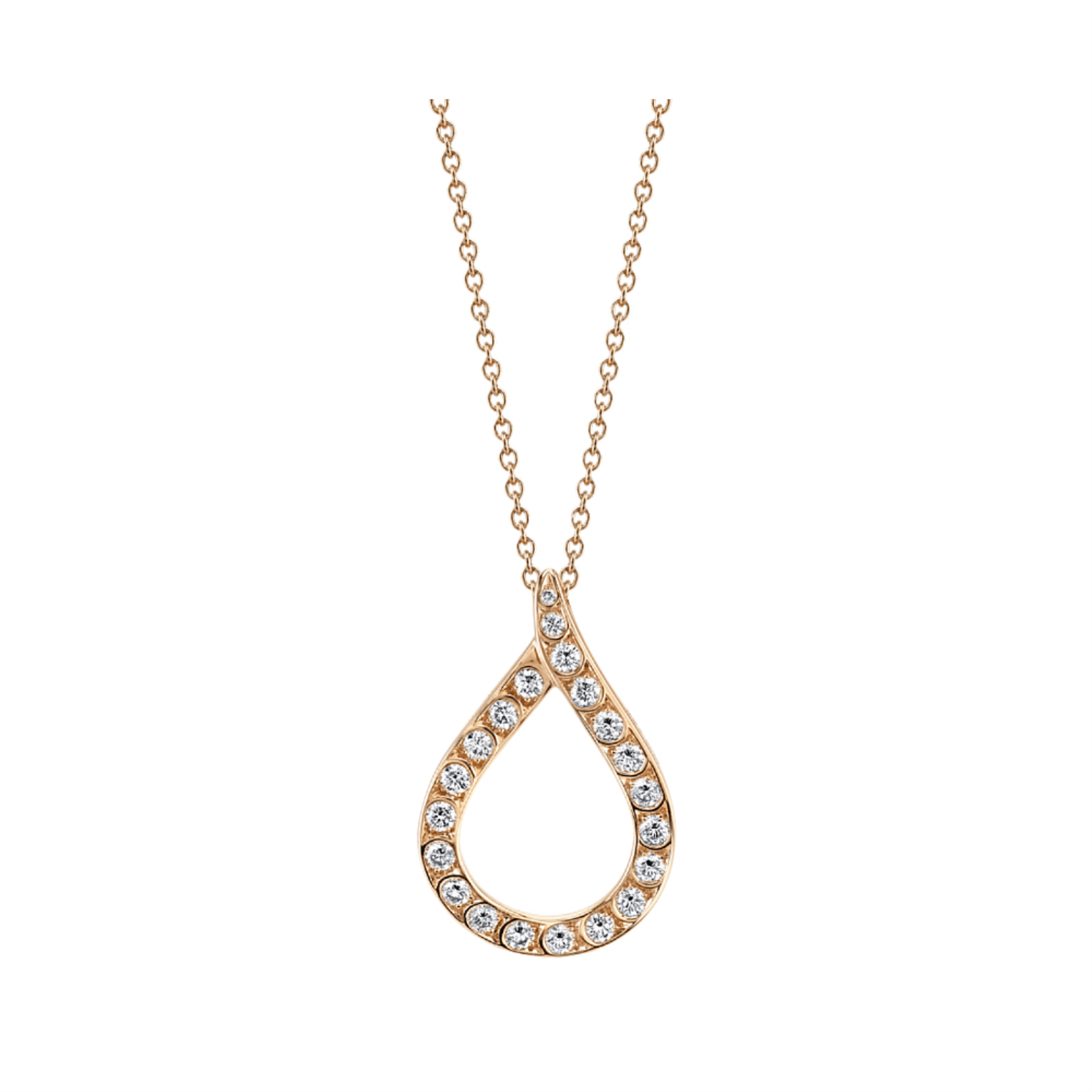 Rose Gold and Diamond Scallop Pear Necklace