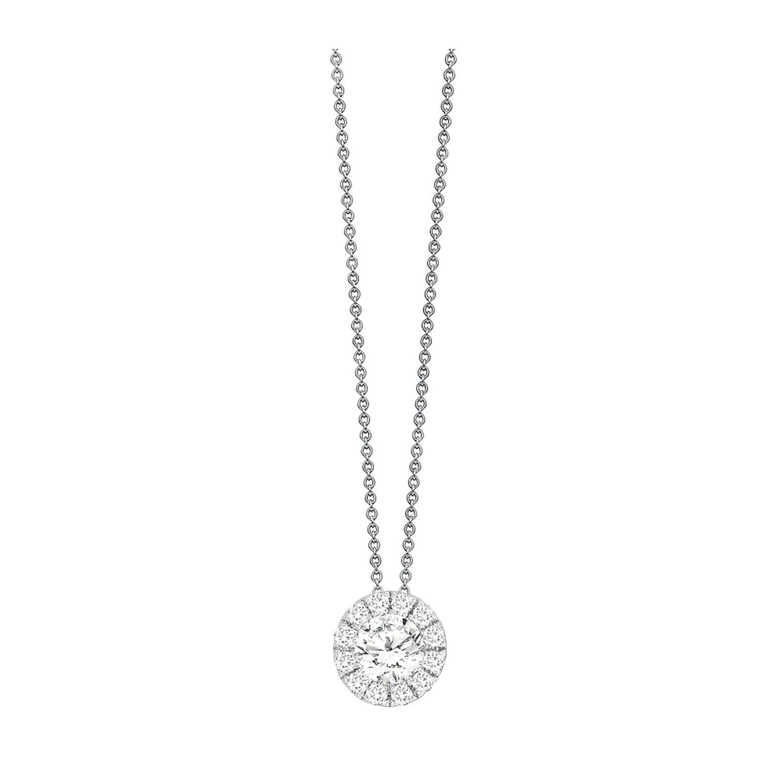 White Gold and Diamond Halo Necklace