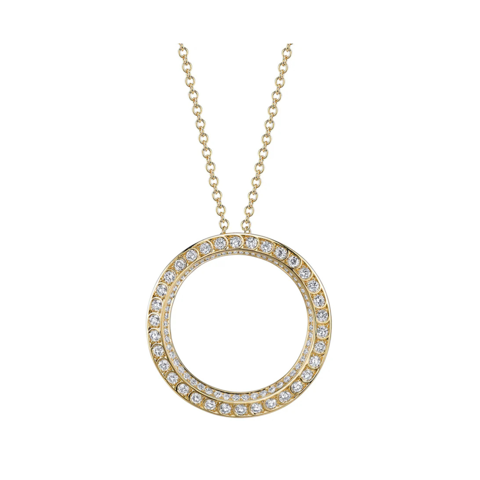 Gold and Diamond Medallion Circle Necklace