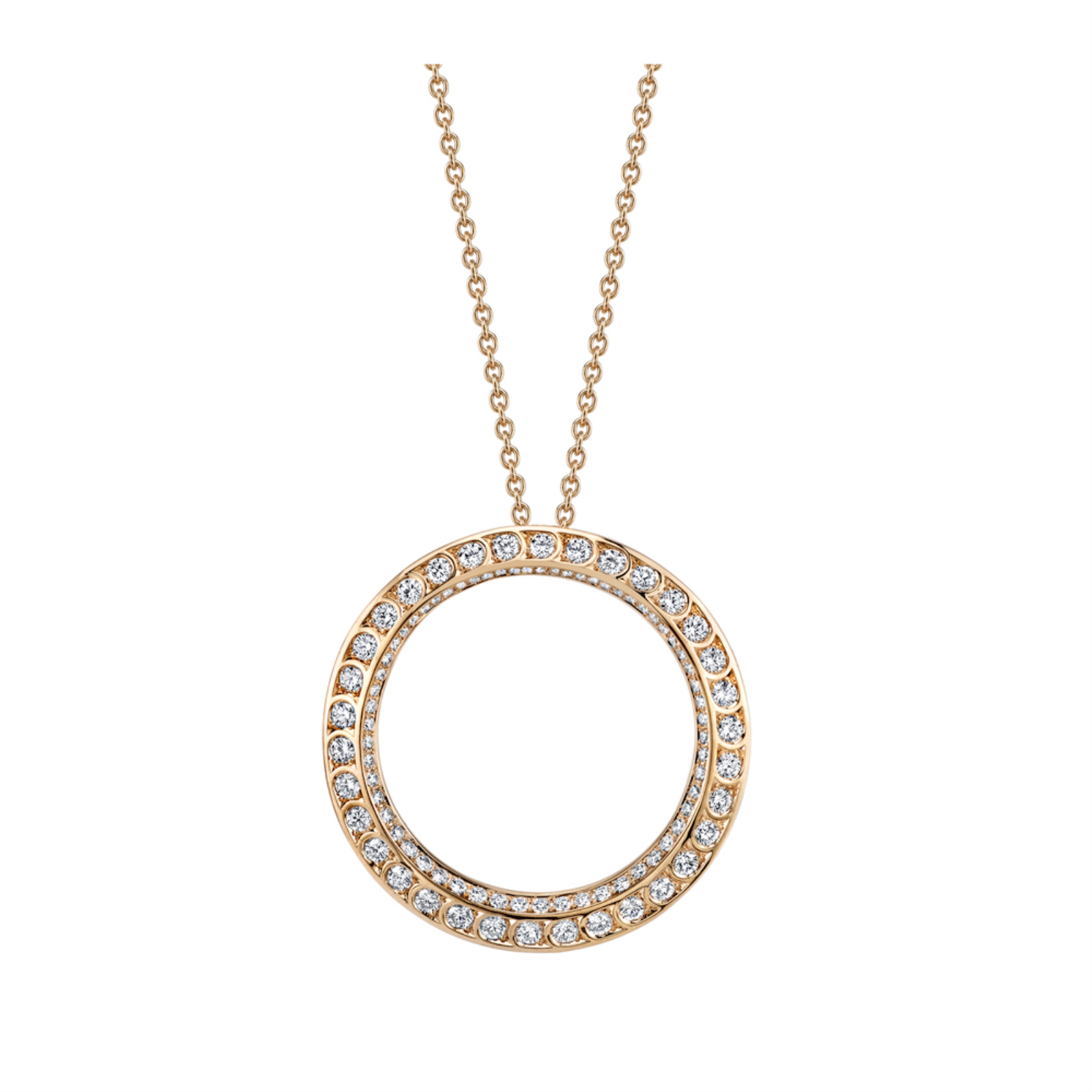 Rose Gold and Diamond Medallion Circle Necklace