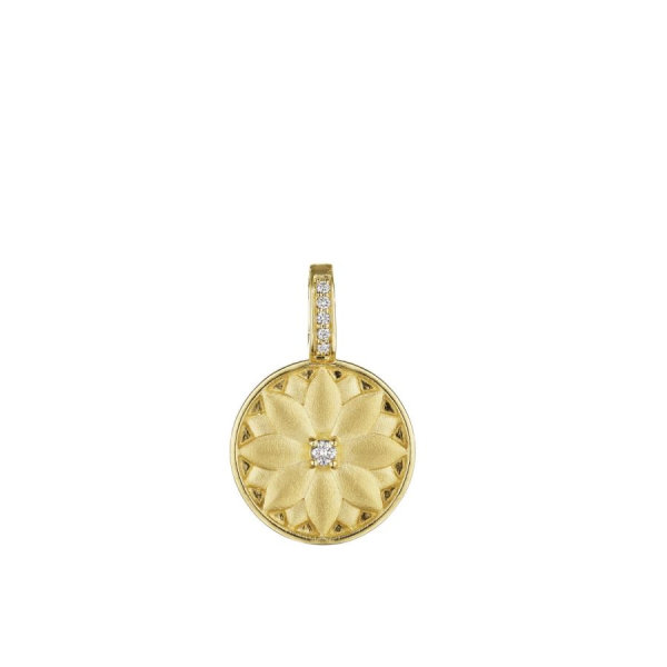 Yellow Gold and Diamond Lotus Medallion