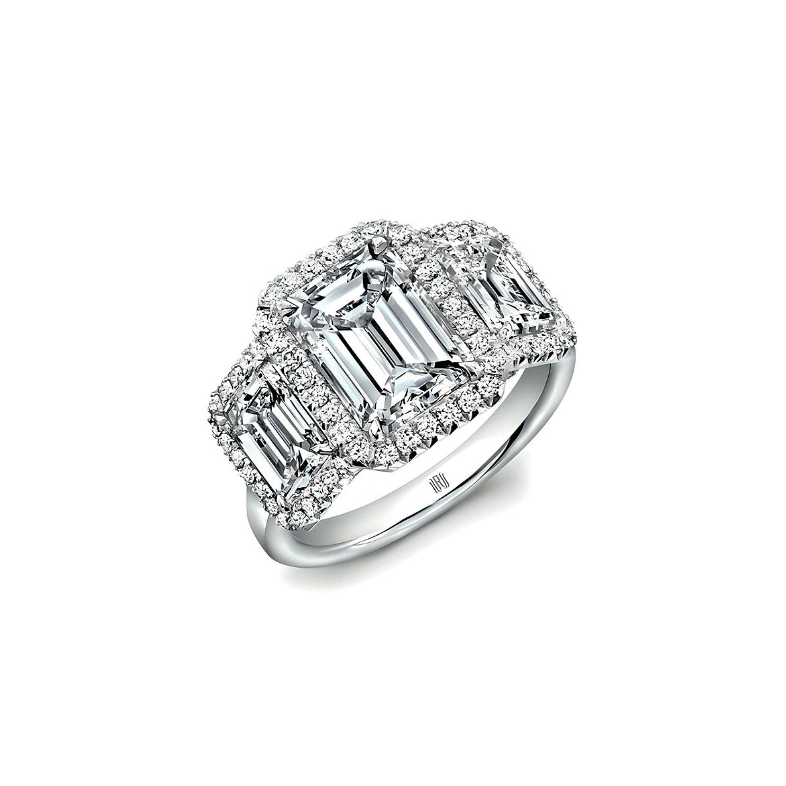 White Gold and Diamond Three-Stone Engagement Ring