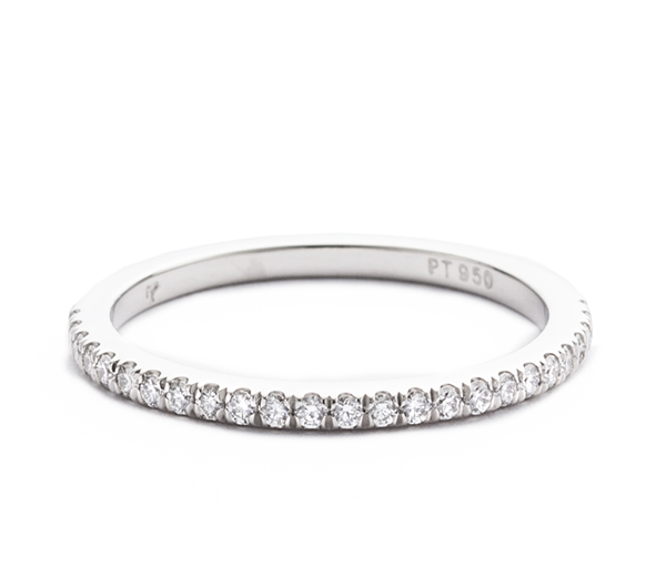 Platinum and Diamond Micro Pave Set Halfway Eternity Wedding Band
