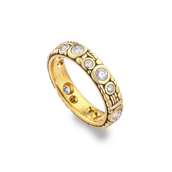 Gold and Diamond Wide Band Ring