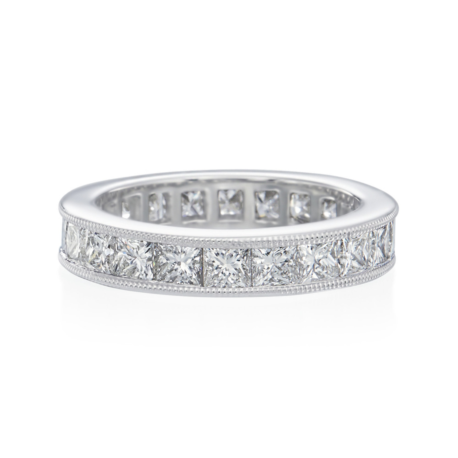 Platinum Princess Cut Diamond Eternity Wedding Band Ring