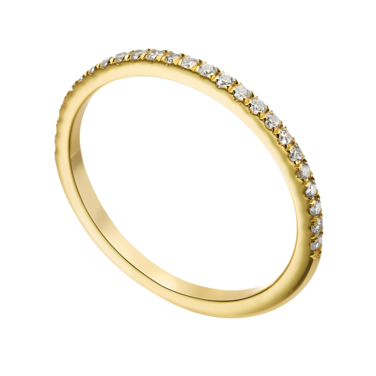 Yellow Gold and Diamond Micro Pave Set Halfway Eternity Wedding Band