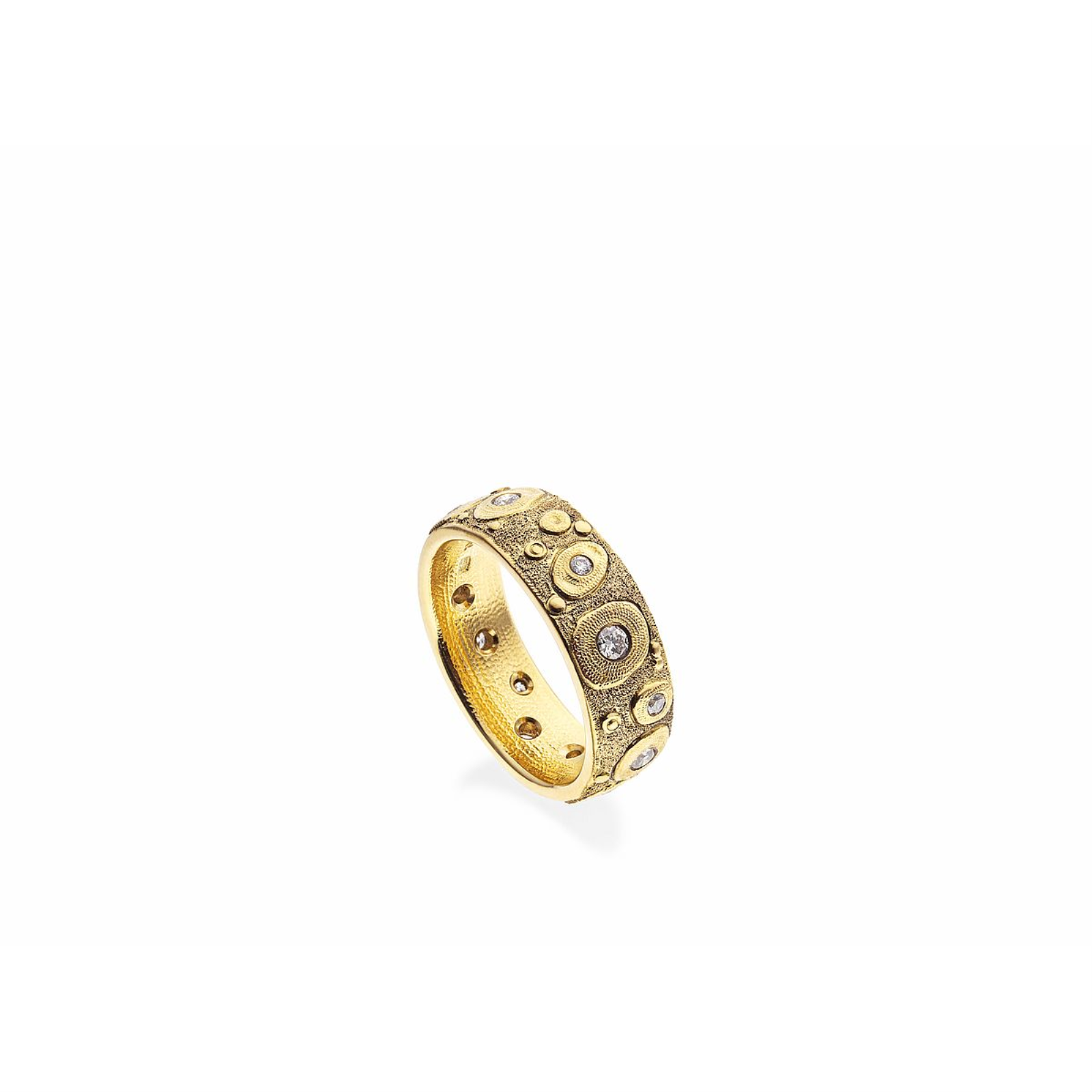 Gold and Diamond Wide Band Ring