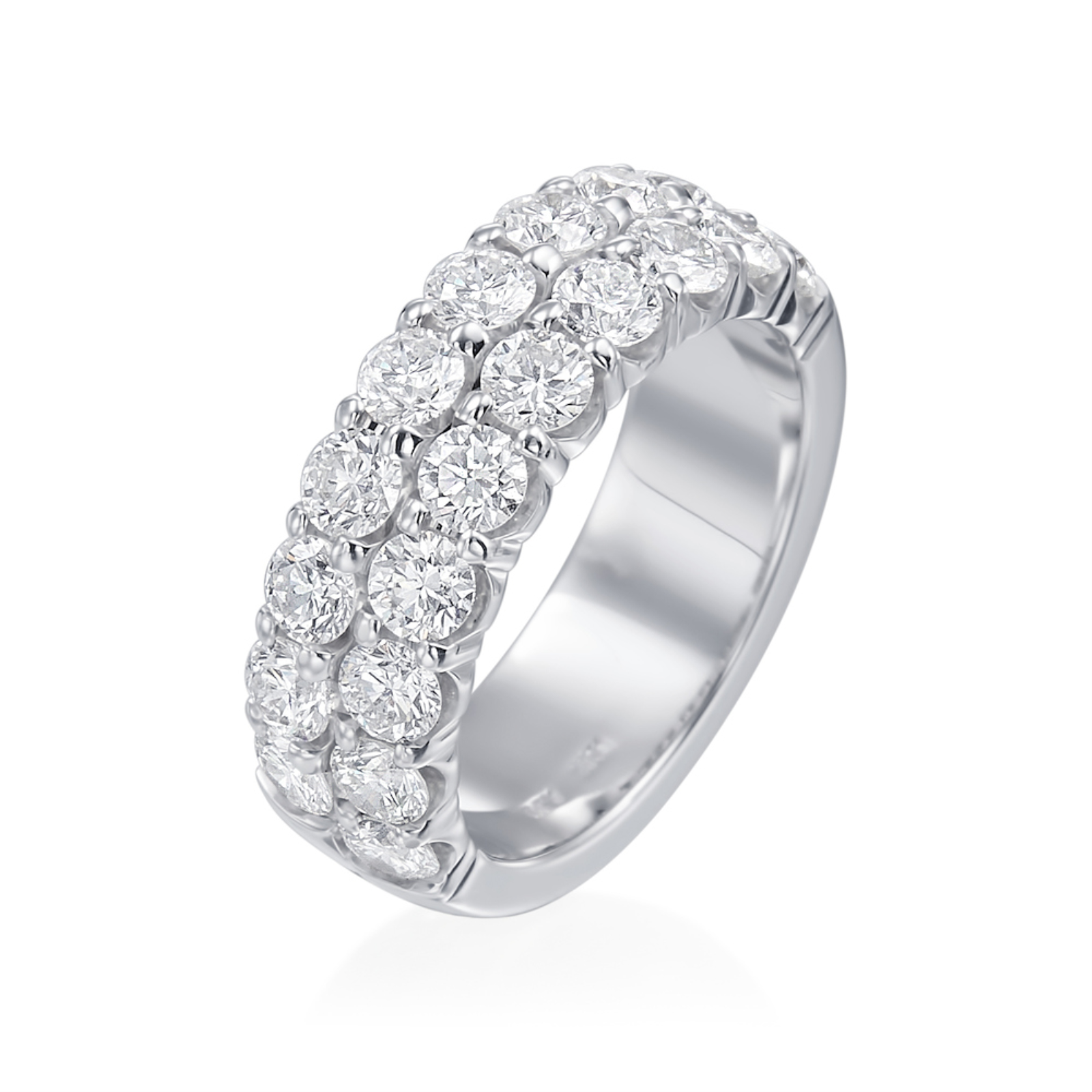 Platinum and Diamond Two Row Wide Band