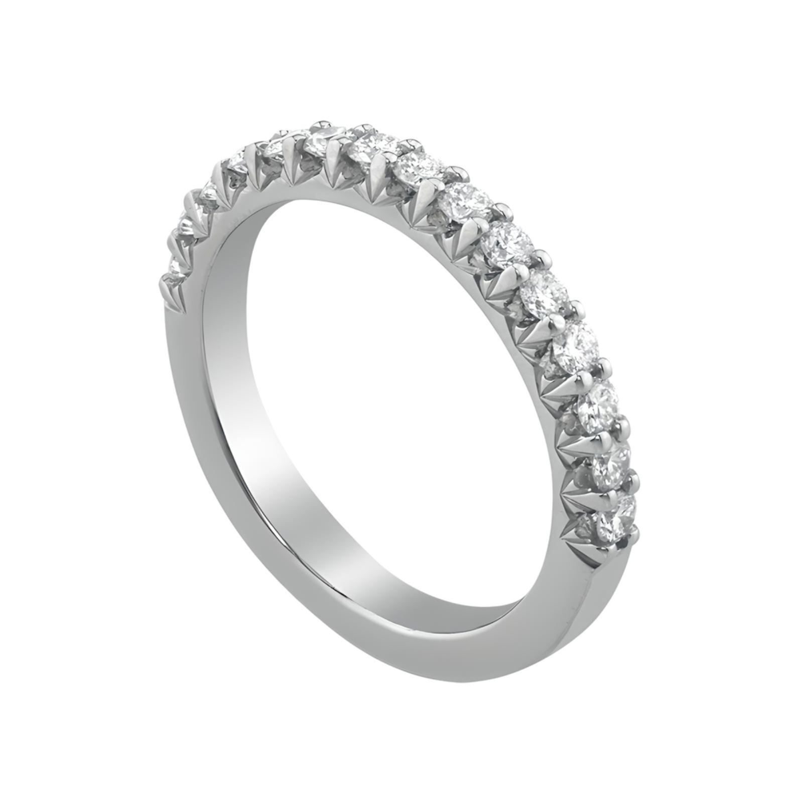Platinum and Diamond Royal Prong Halfway Eternity Wedding Band