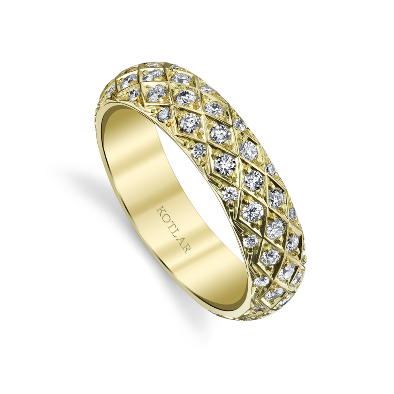 Gold and Diamond Criss Cross Wide Band