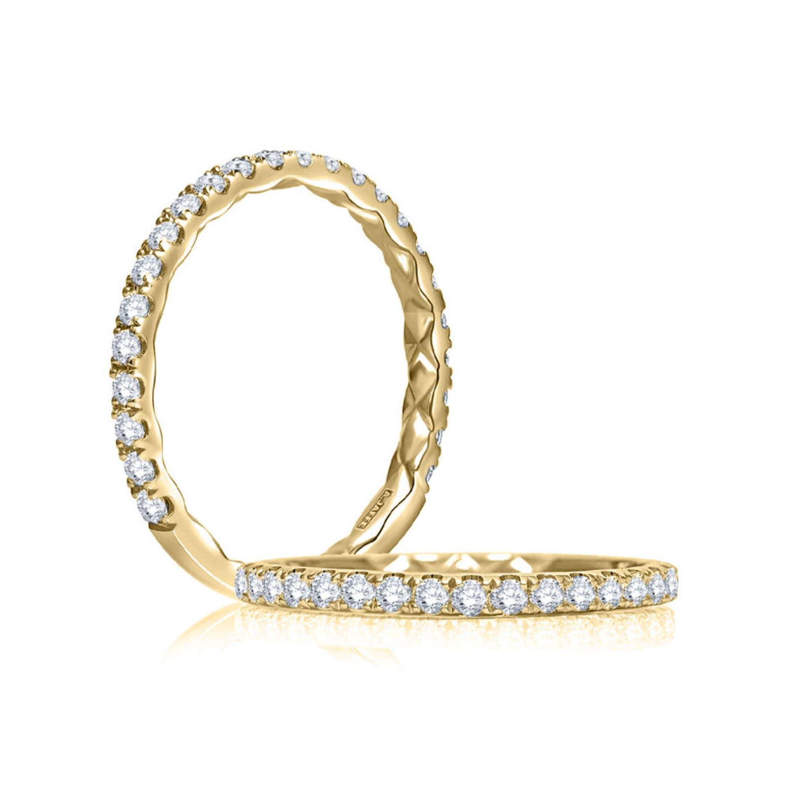 Gold and Diamond Quilted Pave Wedding Band