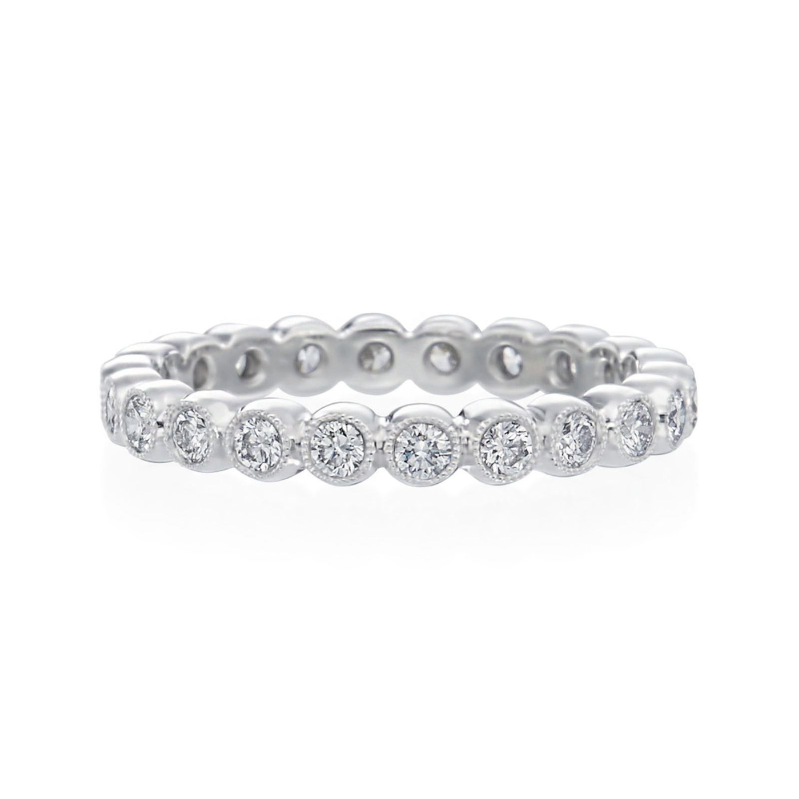 Roslyn Collection Platinum Milgrained Diamond Band Ring