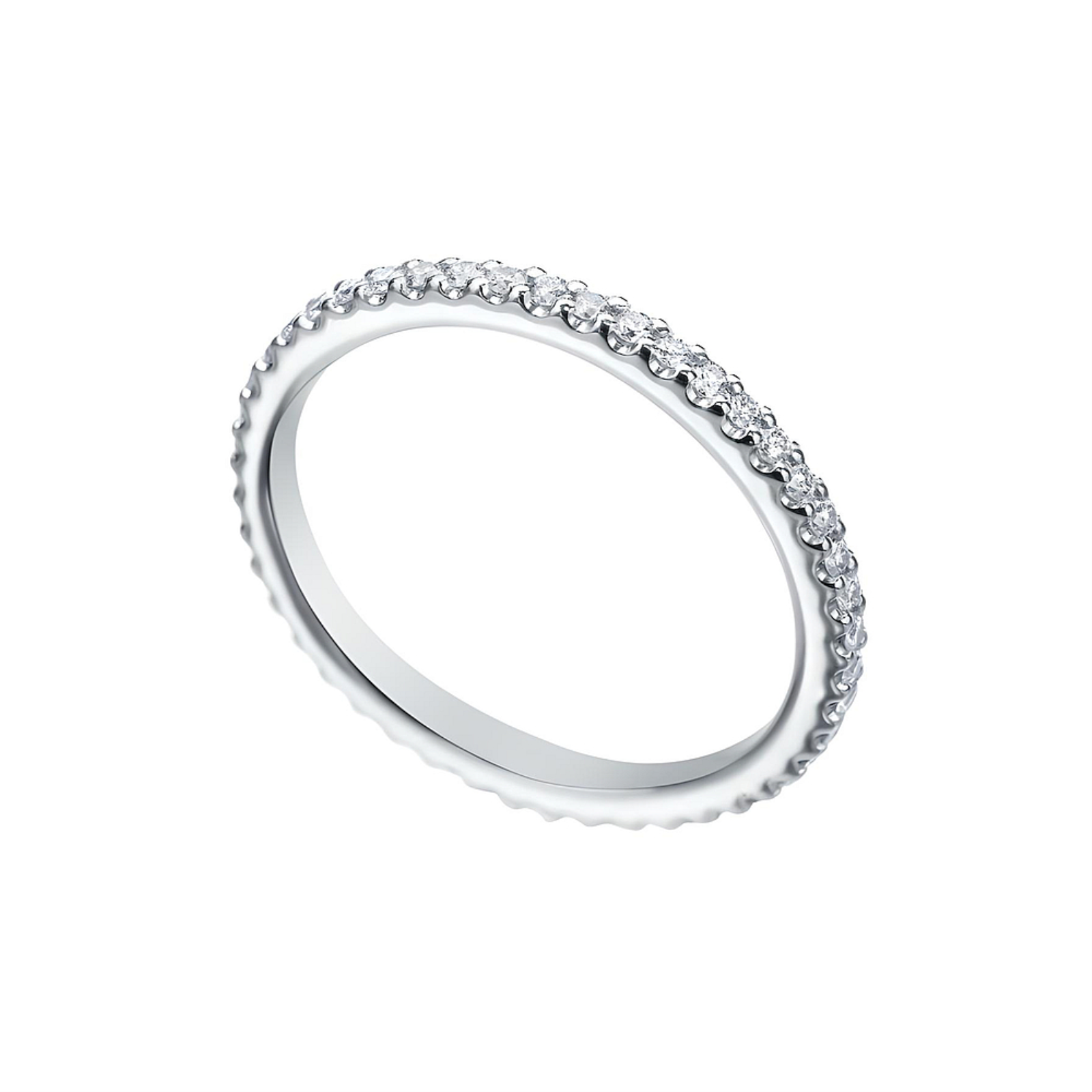 Platinum and Diamond Shared Prong Eternity Wedding Band.