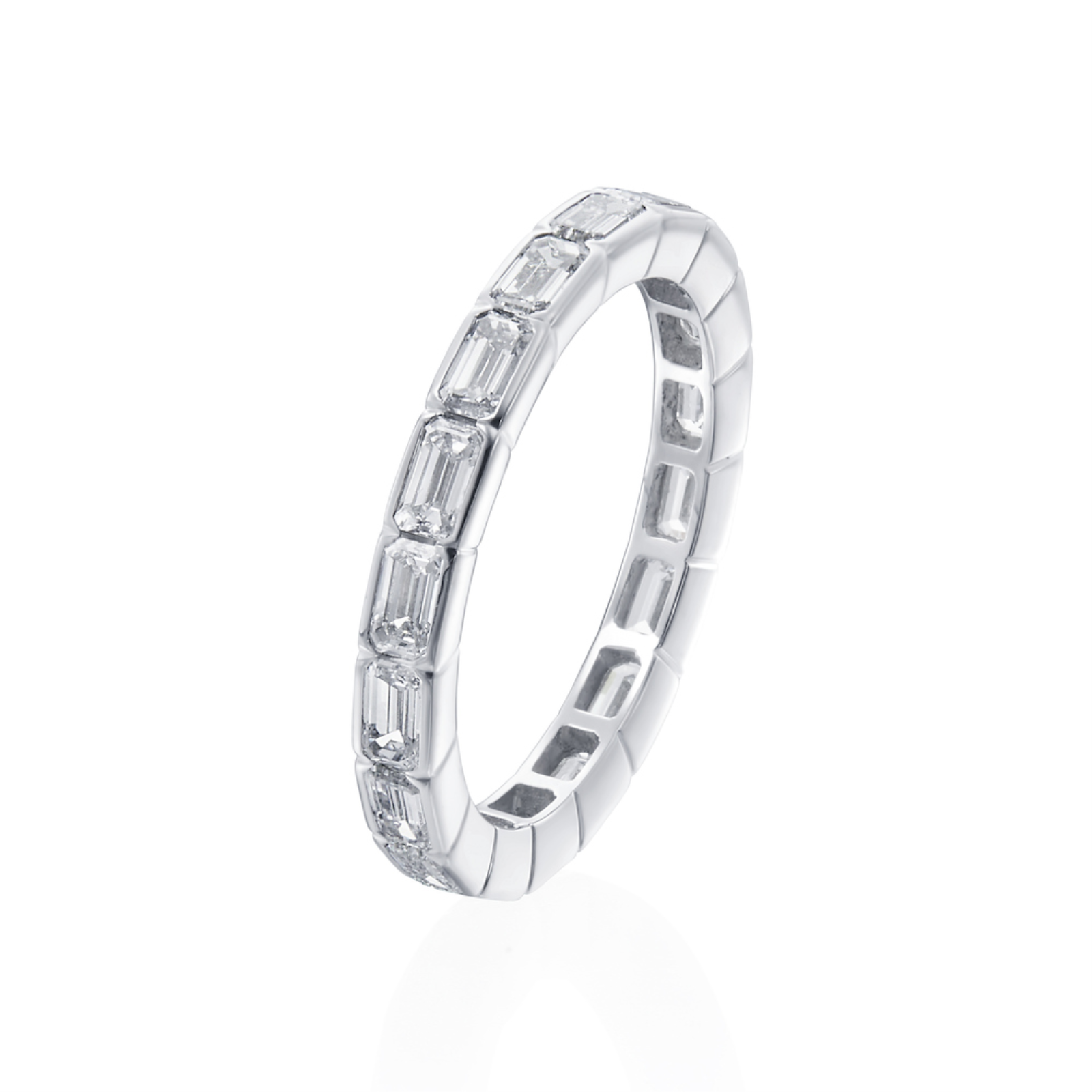 Platinum Emerald Cut Eternity Band Ring