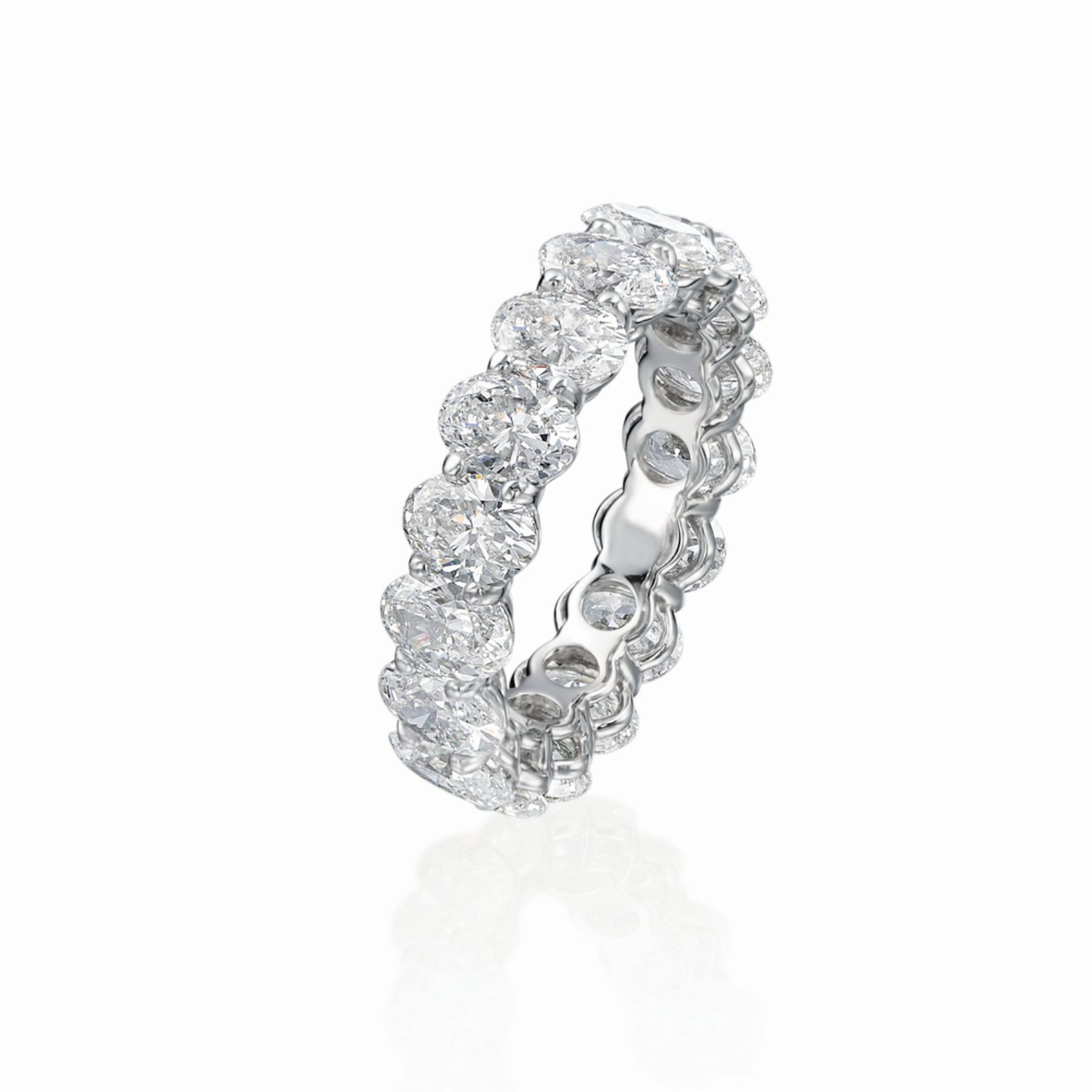 Platinum and Oval Cut Diamond Eternity Band Ring