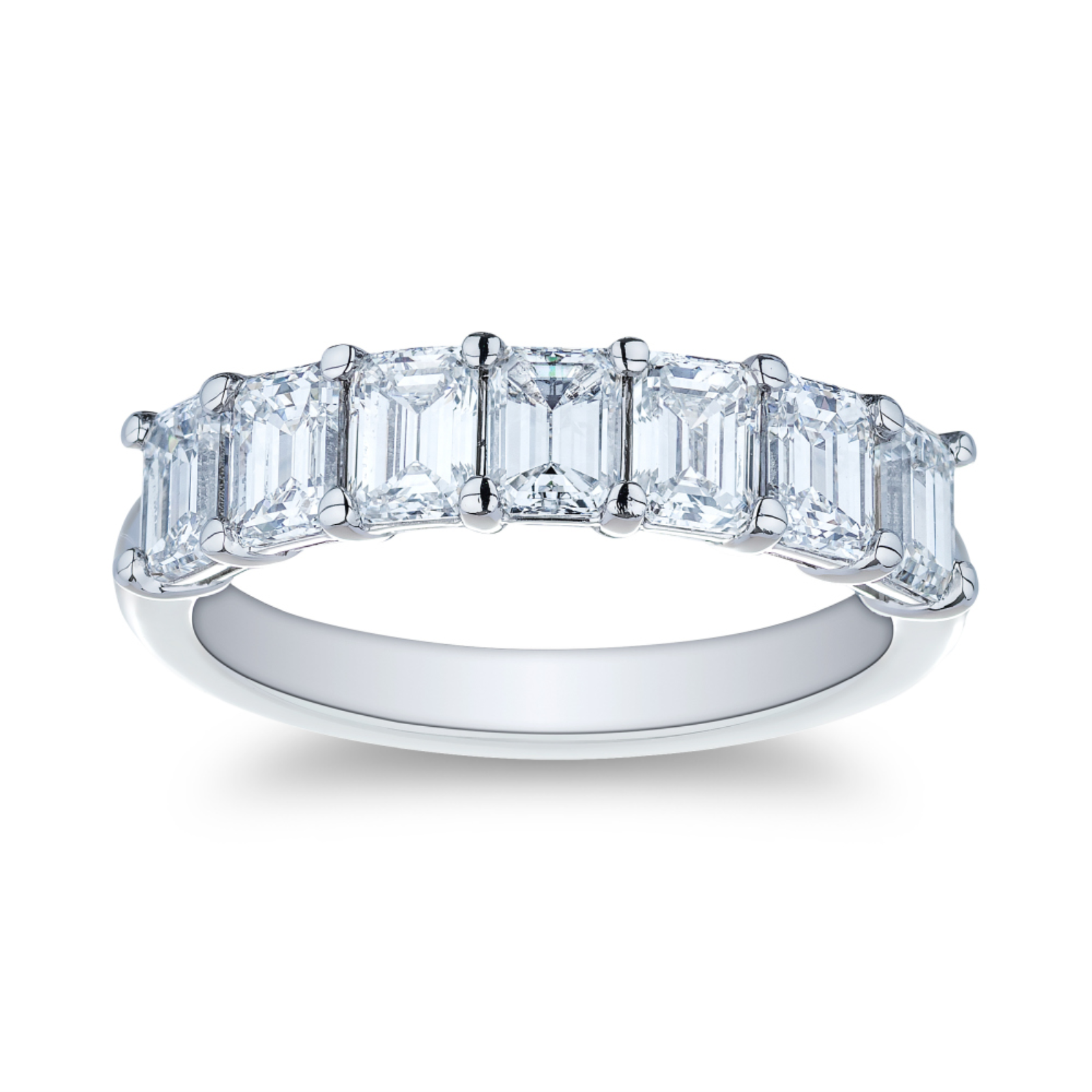 Platnum and Emerald Cut Diamond Halfway Eternity Band
