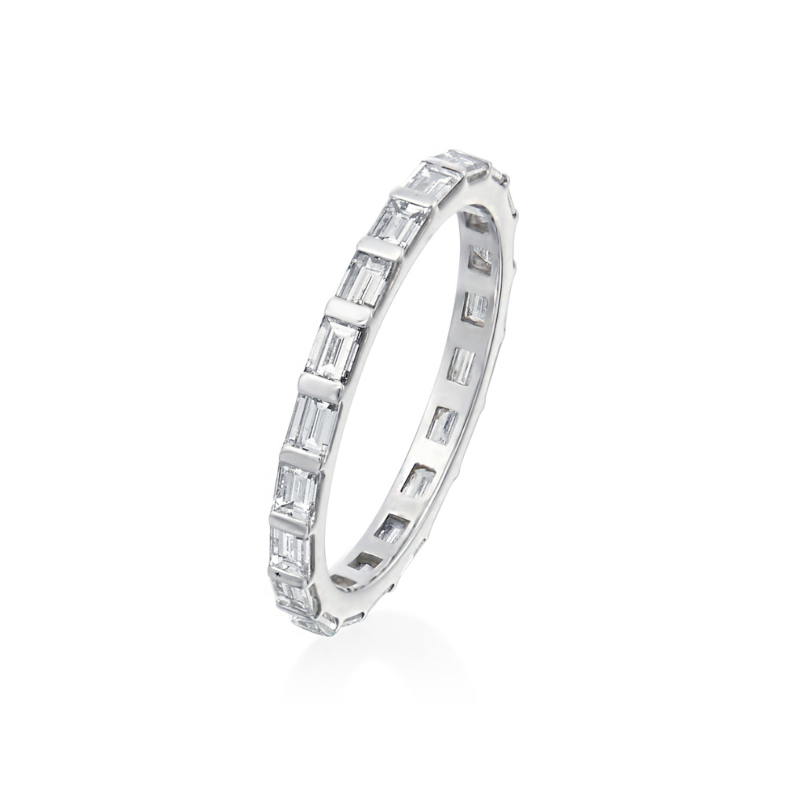 Platinum and Baguette Diamond Eternity Wedding Band Ring