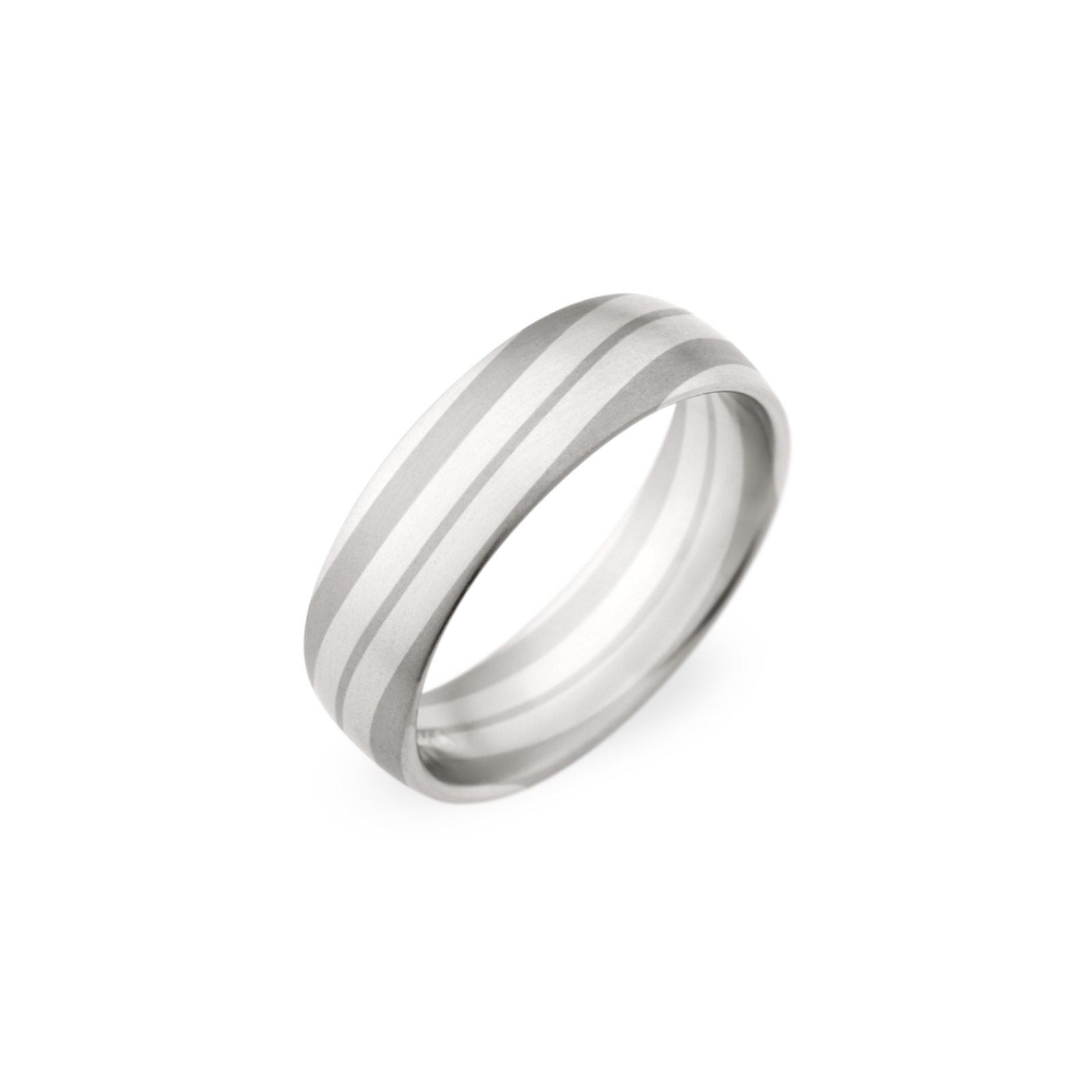 Platinum and Gold Satin Finish Wave Wedding Ring Band