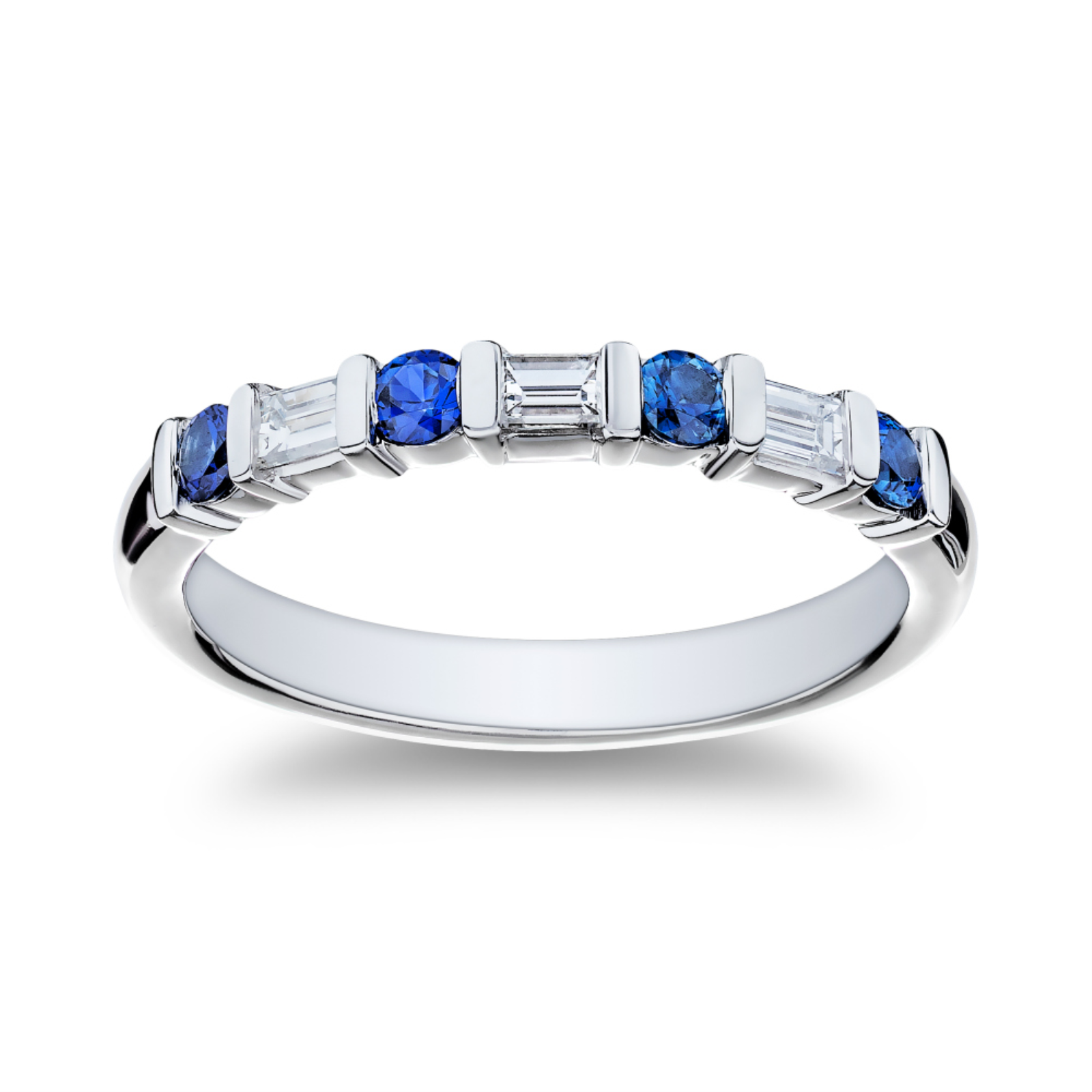 Platnum Sapphire and Diamond Alternating Band