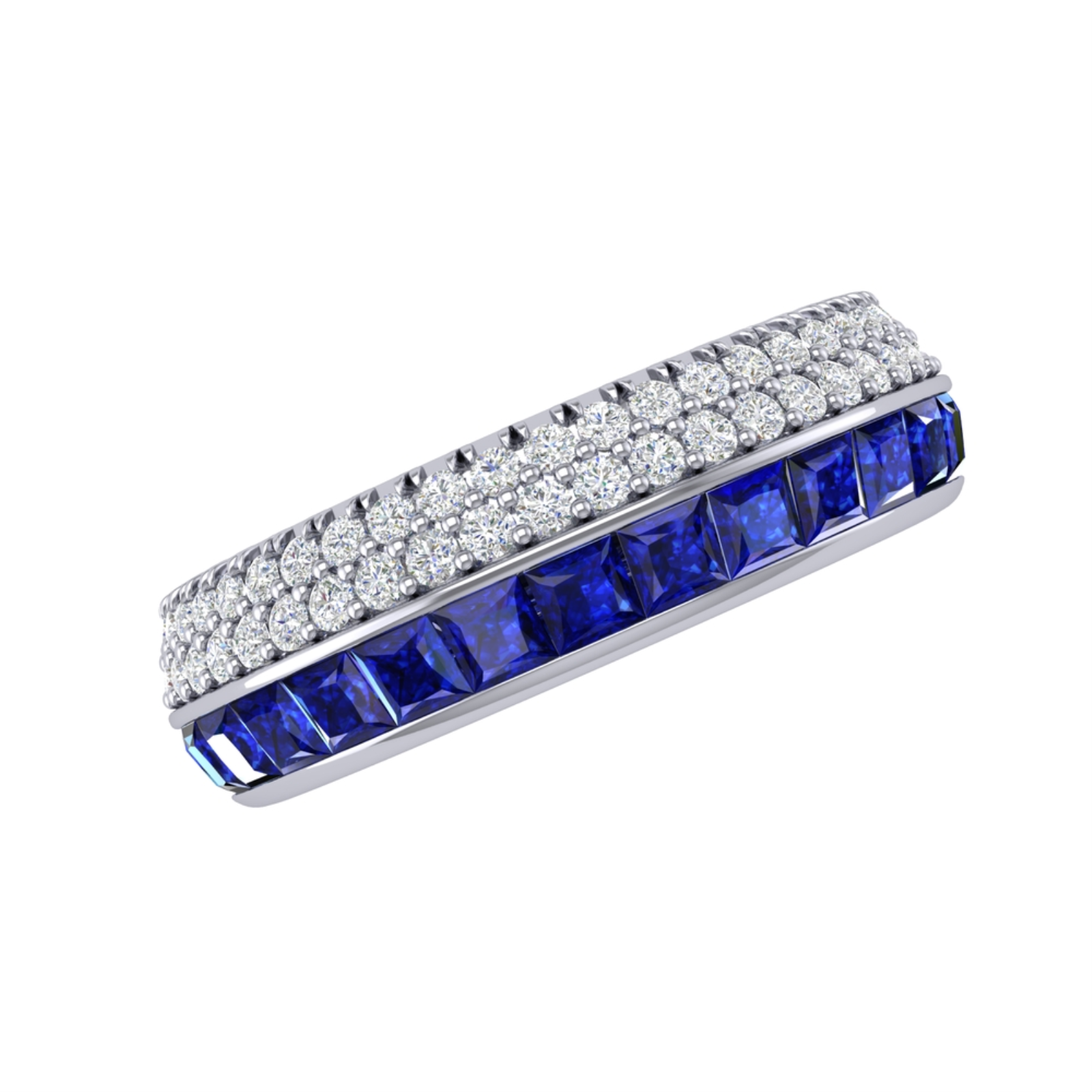 Platinum Sapphire and Diamond Wide Band