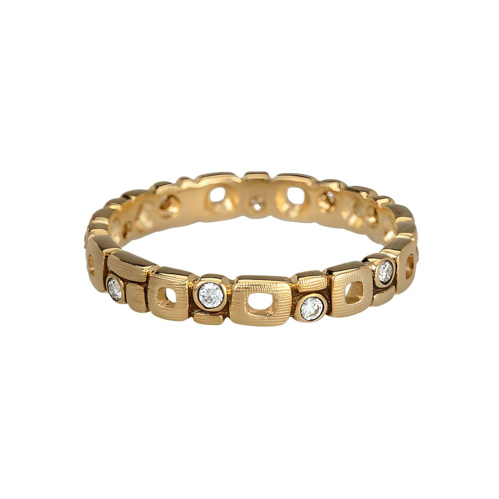 Gold and Diamond "Micro Windows" Band Ring