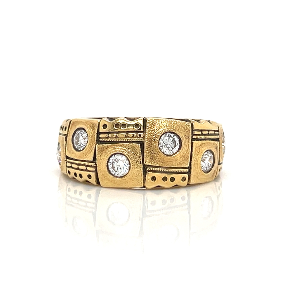 Yellow Gold Crowned Heads Diamond Ring