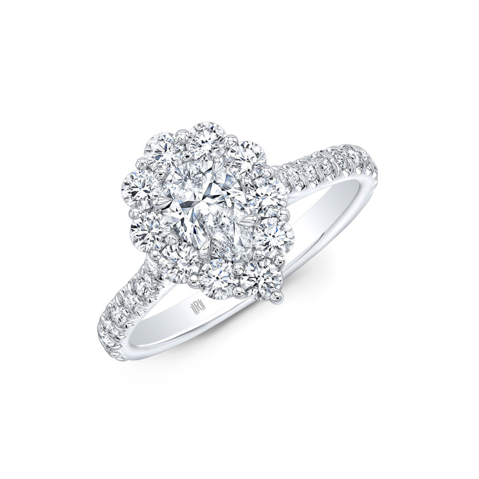 White Gold Pear Shape Halo Ring