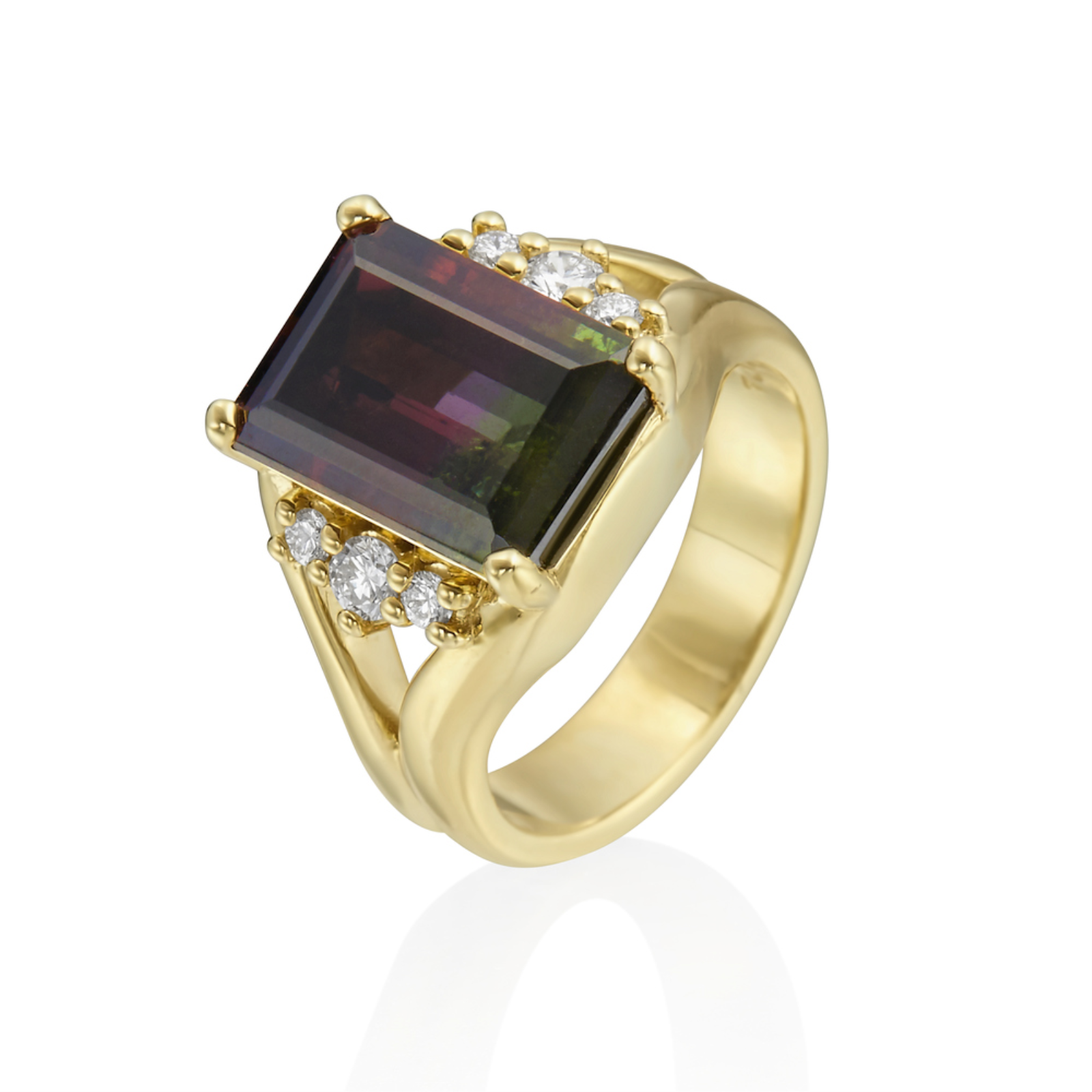 Gold Tourmaline and Diamond Cocktail Ring