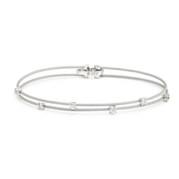 White Gold and Diamond Double Wire Bracelet