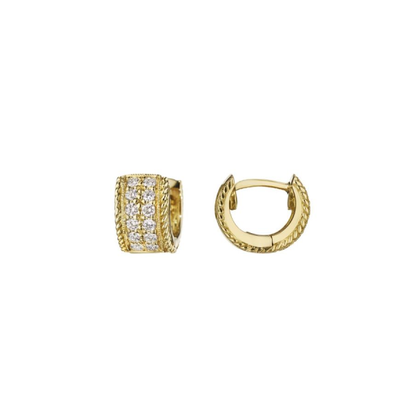 Gold and Diamond Double Row Twist Huggie Earrings