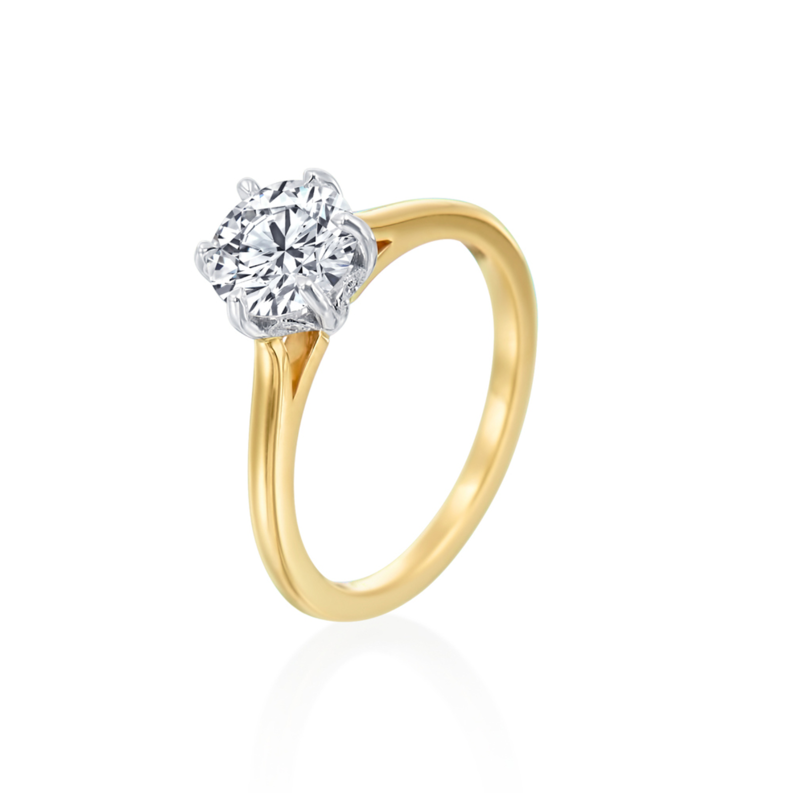 Gold Six Prong Solitaire Engagement Ring Mounting