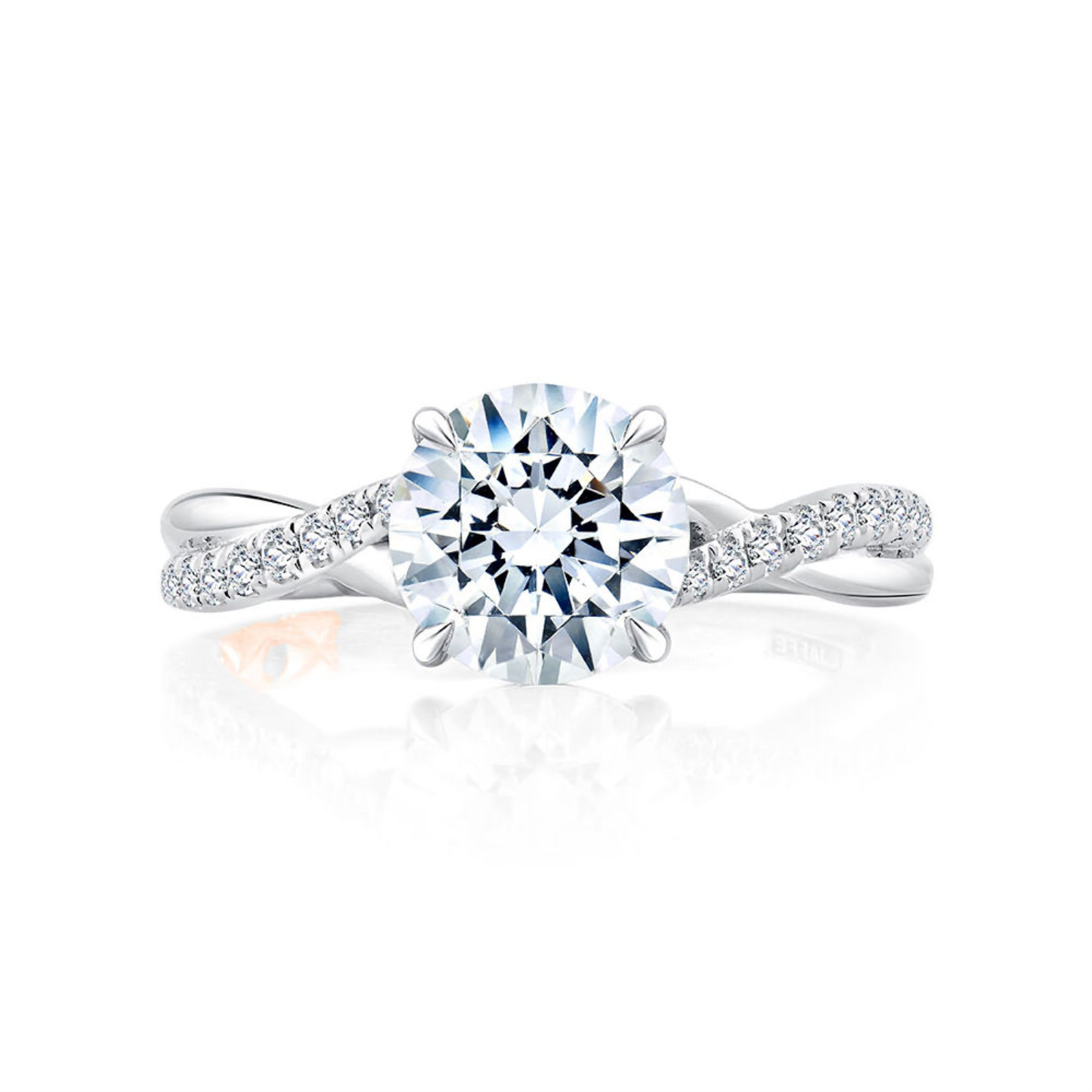Platinum and Diamond Crossover Split Shank Engagement Ring Mounting
