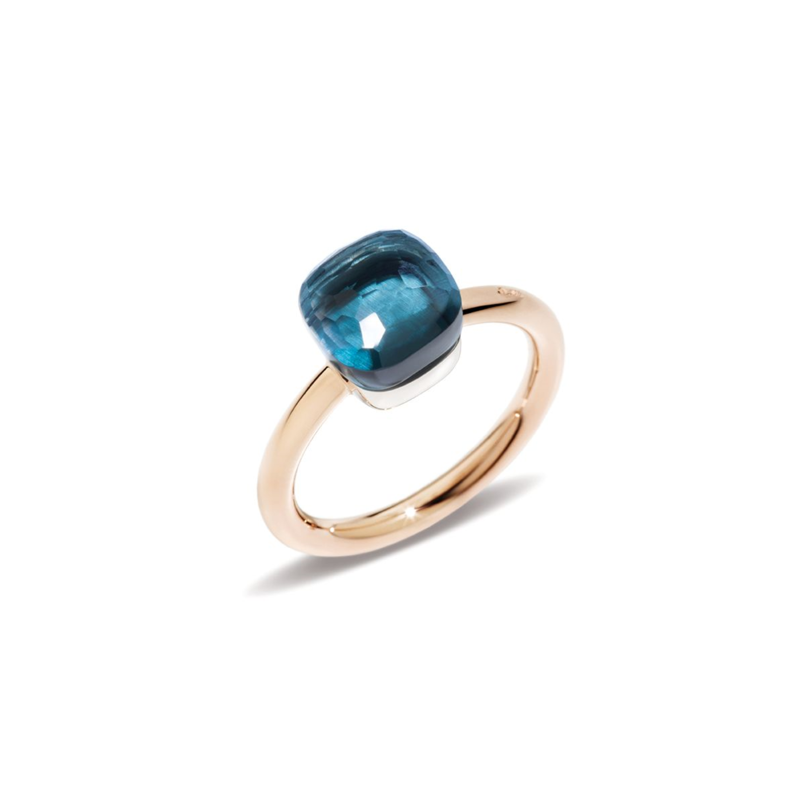 Gold and London Blue Topaz Petit Nudo Ring