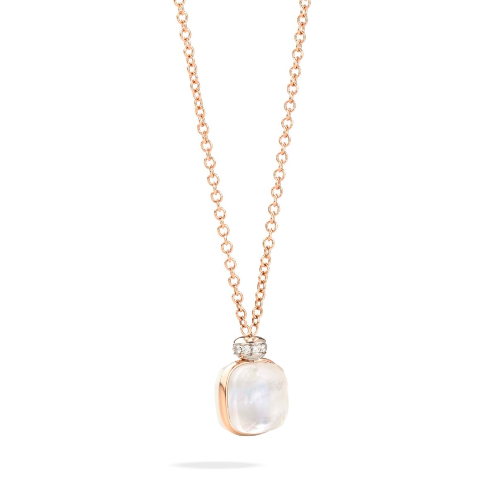 GOLD NUDO MOTHER-OF-PEARL AND DIAMOND PENDANT NECKLACE