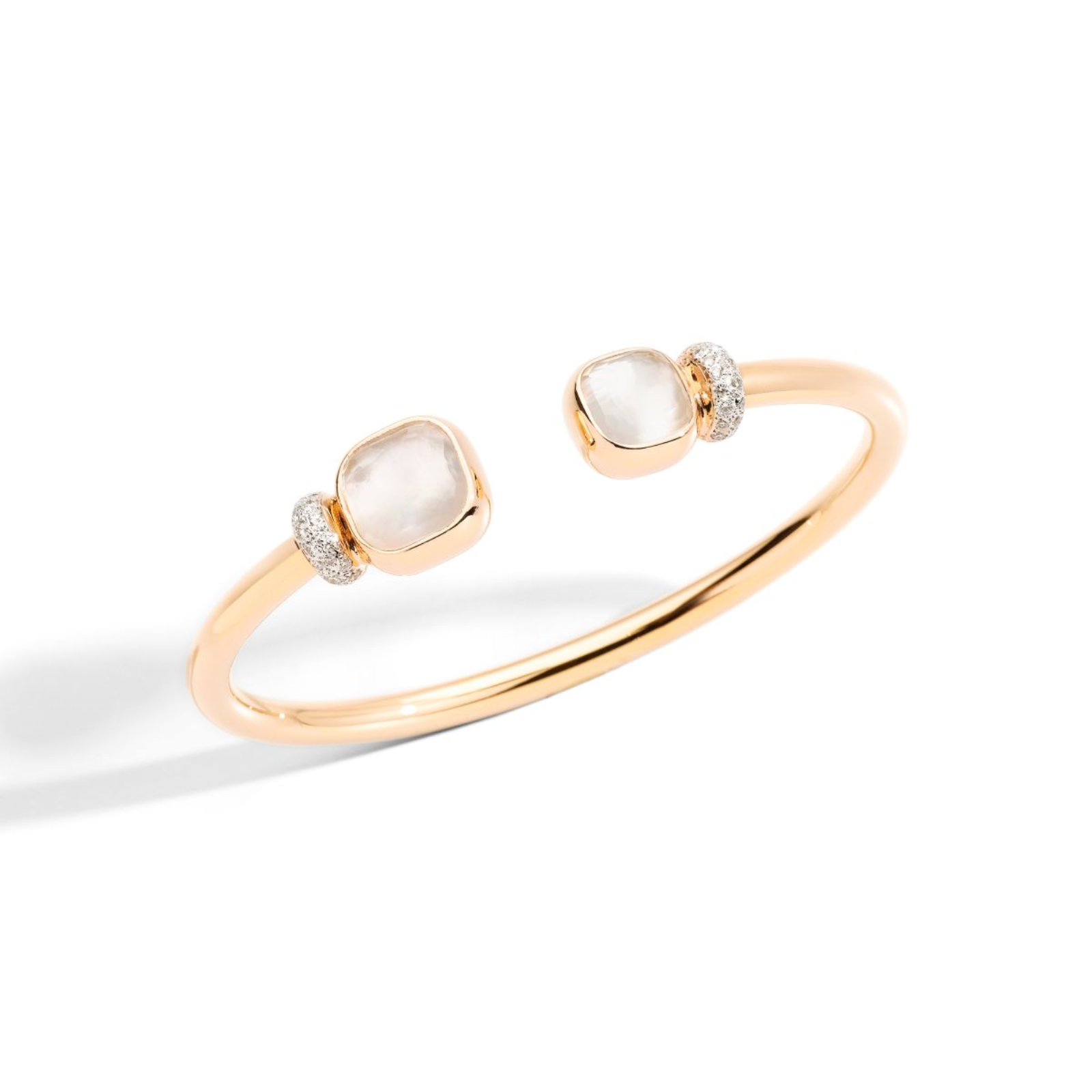 Rose Gold Nudo Pearl and Diamond Cuff Bracelet