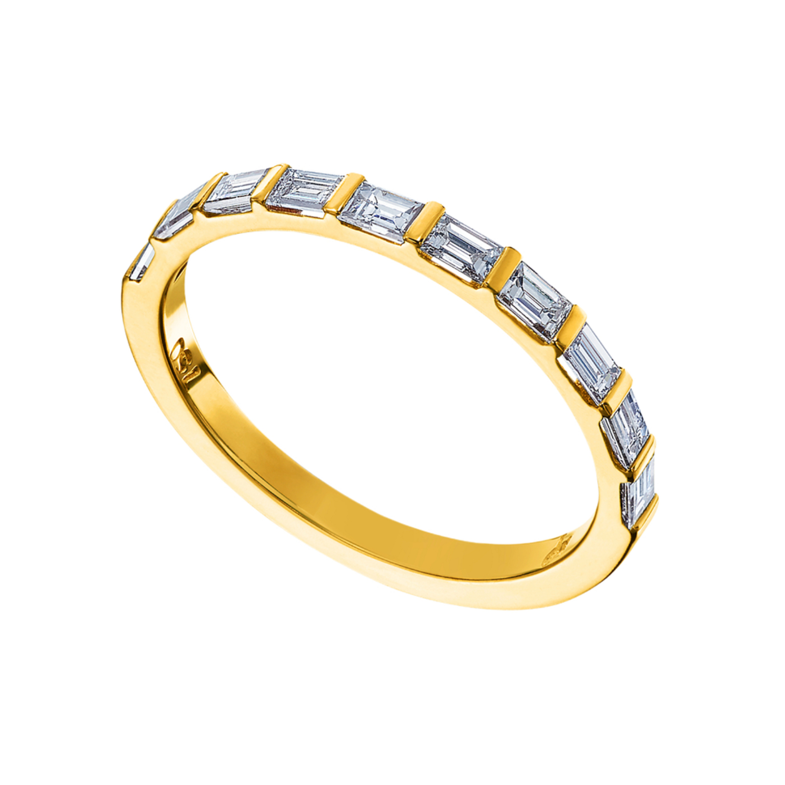 Gold and Diamond Baguette Wedding Band