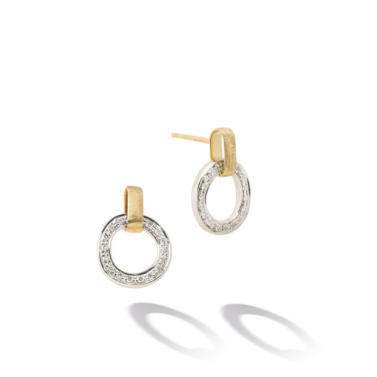 Gold and Diamond Flat Link Stud Jaipur Earrings