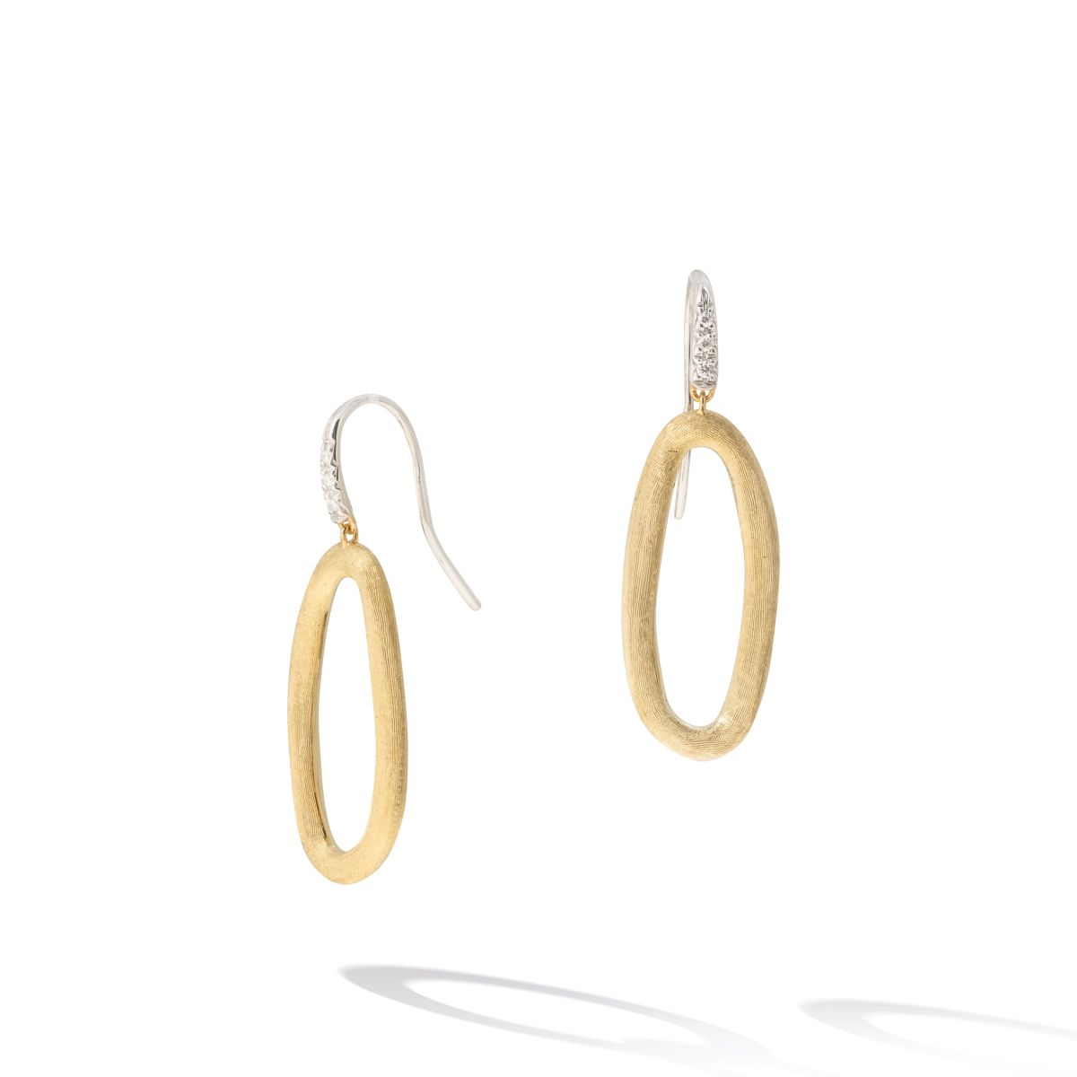 Gold and Diamond Oval Link Jaipur Drop Earrings