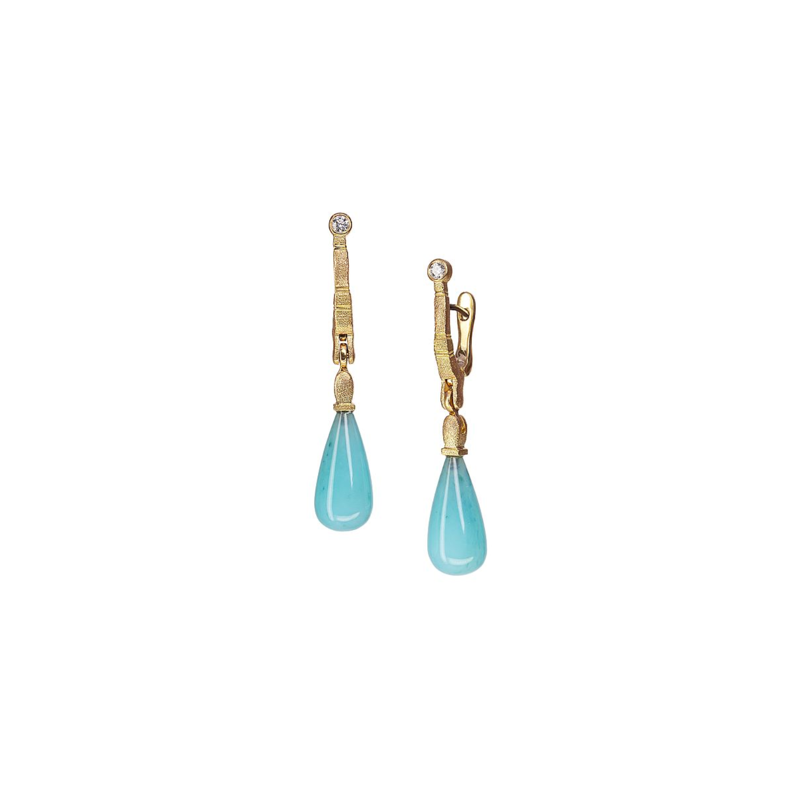 Gold Sticks and Stones Drop Earrings