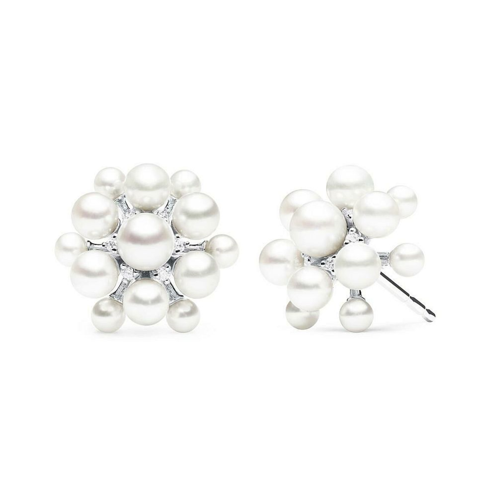 White Gold and Pearl Stud Earrings