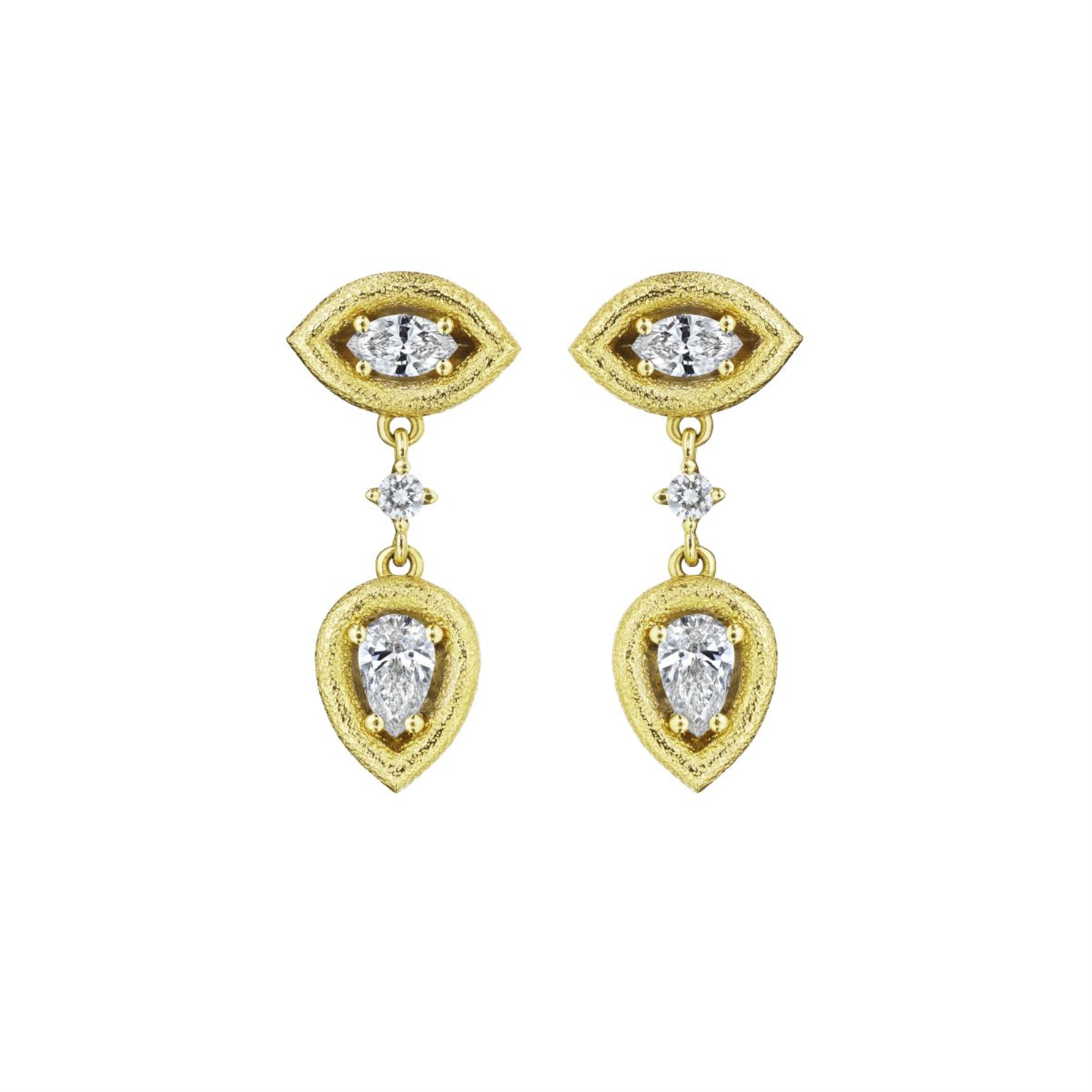Antique Amulet Marquise & Pear Drop Earrings