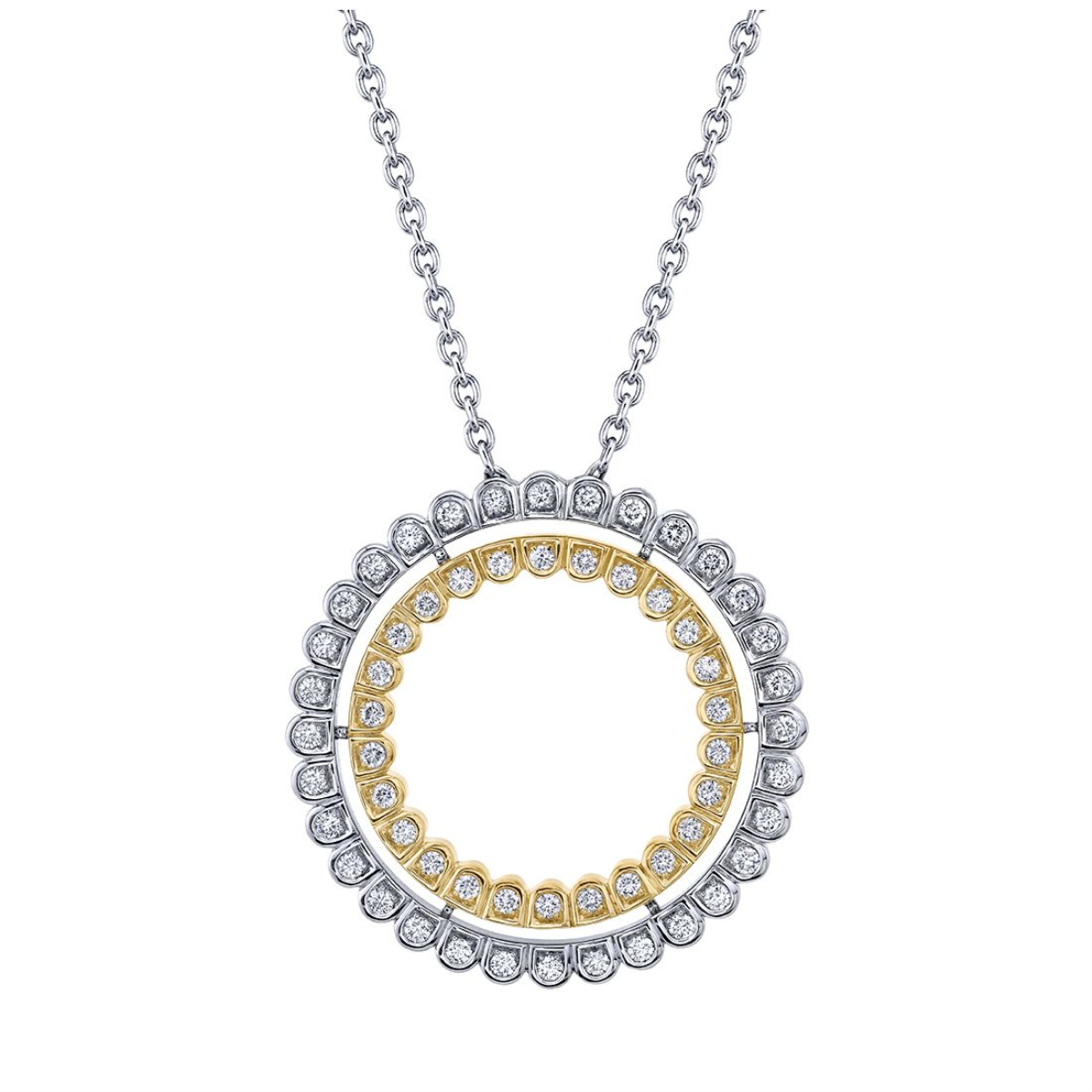 Two Tone Circle Pendant Necklace