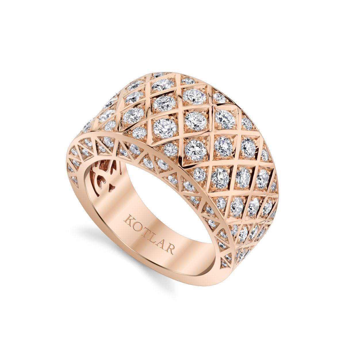Rose Gold and Diamond Criss Cross Wide Band