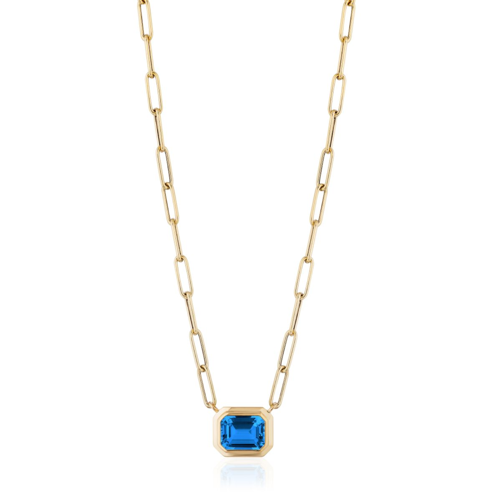 Gold and London Blue Topaz Pendant Necklace