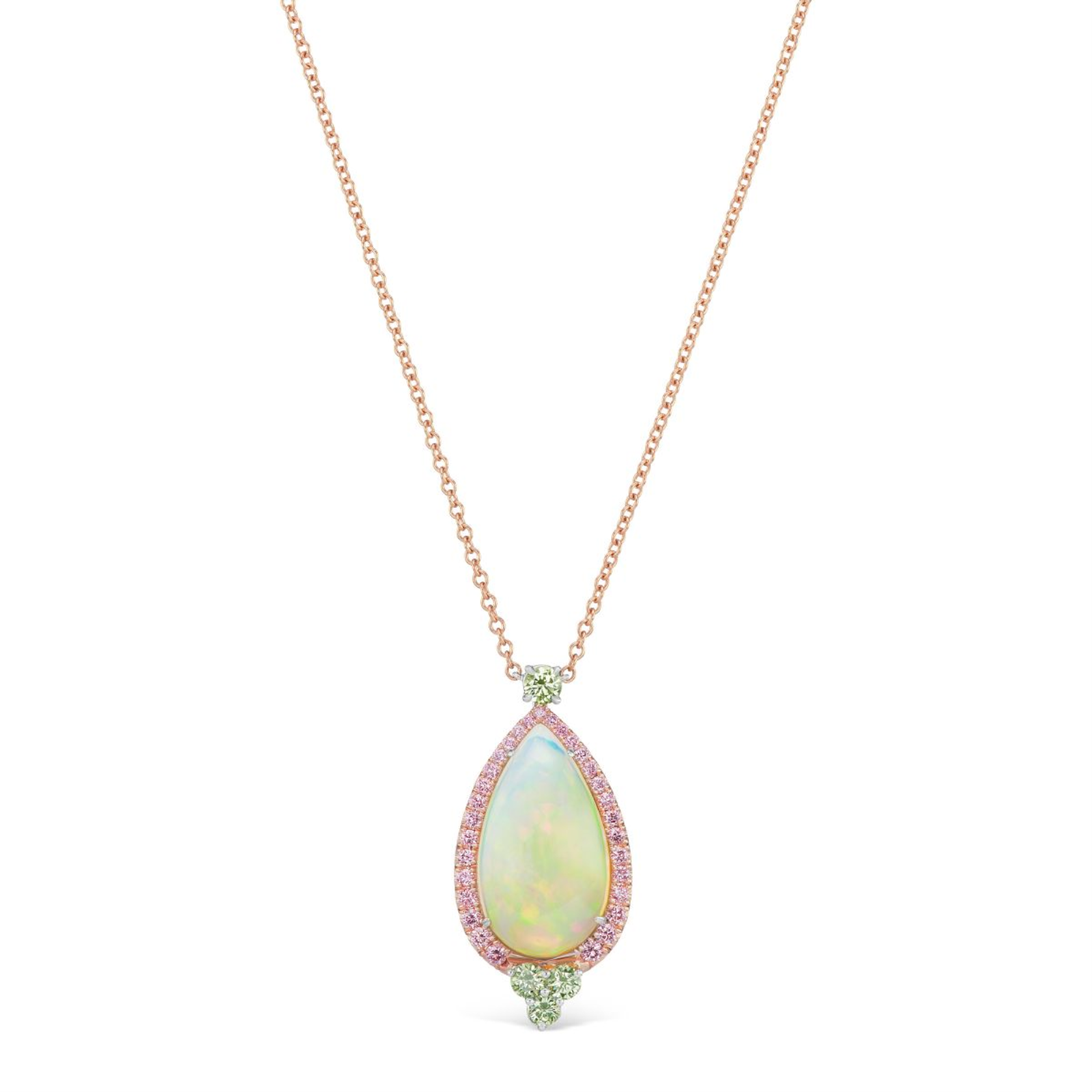 Cabochon Opal and Argyle Pink Diamonds Necklace