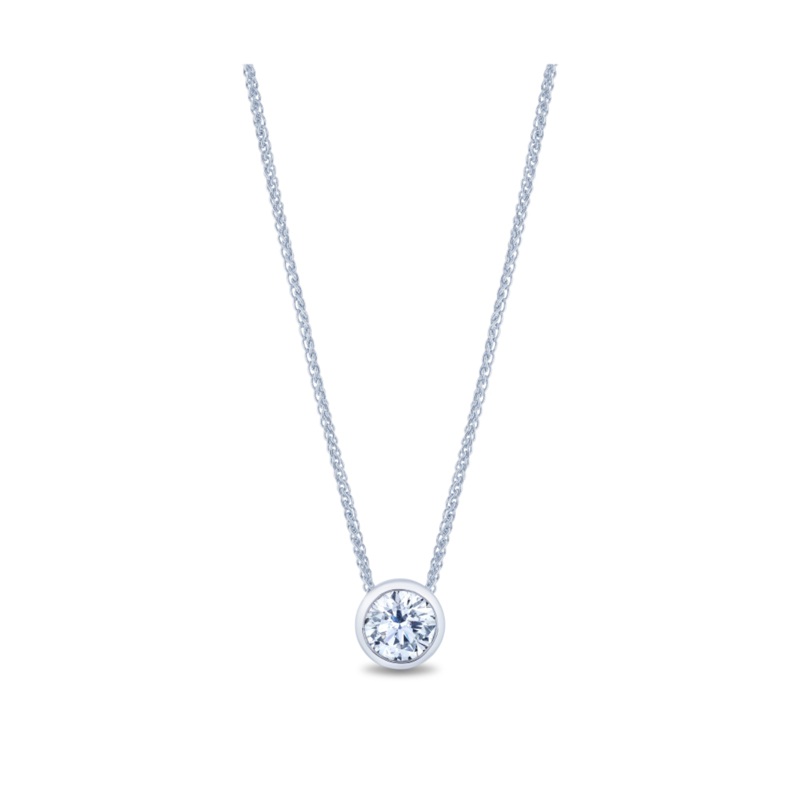 White Gold and Diamond Bezel Solitaire Necklace