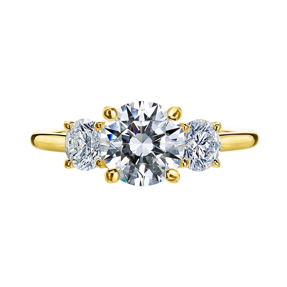 Gold and Diamond Three Stone Engagement Ring Mounting